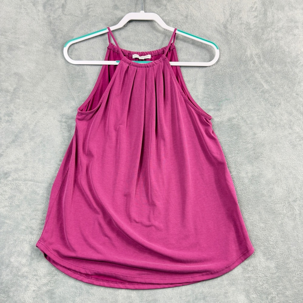 Green Envelope Womens S Magenta Pink Halter Tank Top Pleated Barbiecore Boho K50